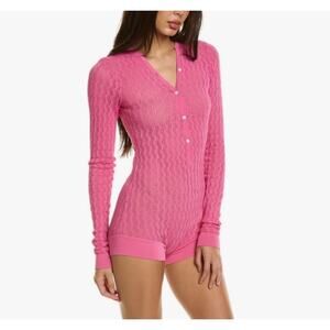Dodo Bar Or Pink Pointelle Bodysuit. Ultimate luxury in lightweight knit.